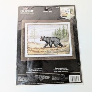 Vintage Bucilla Majestic Bear Cross Stitch Kit 43481 Sealed 13" X 10"